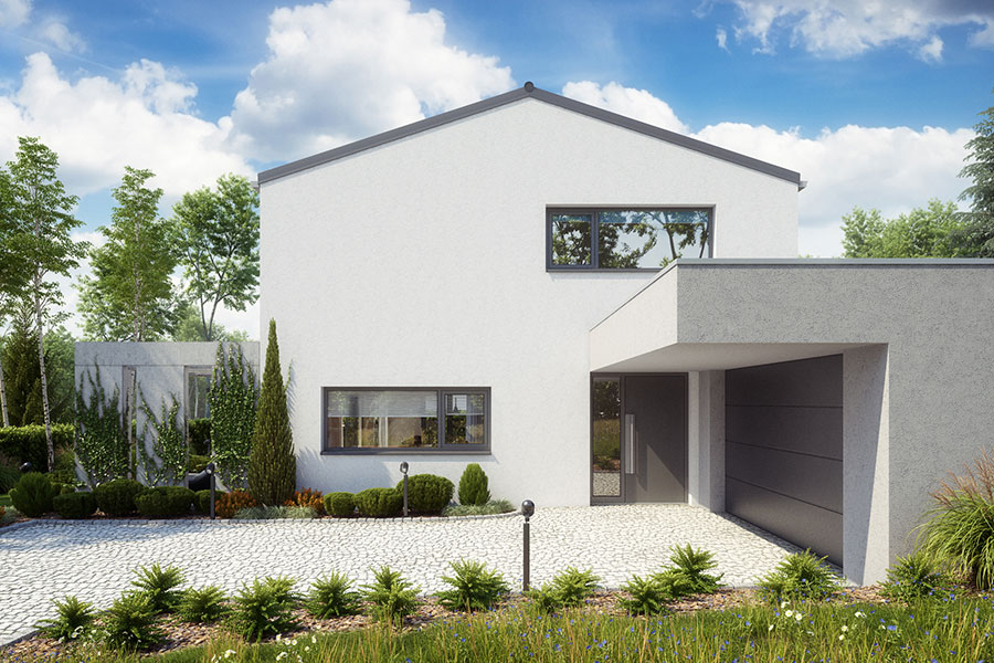 Modernes Haus mit reduzierten Formen von Kaiser Holzbau 